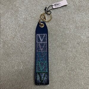 PINK Victoria's Secret Navy Blue Crystal V Strap Keychain